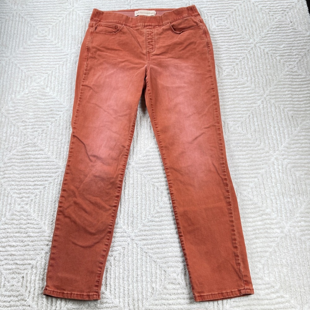 Soft Surroundings Pants Women's M Orange Wash Denim Pull On Preppy Work Heritage